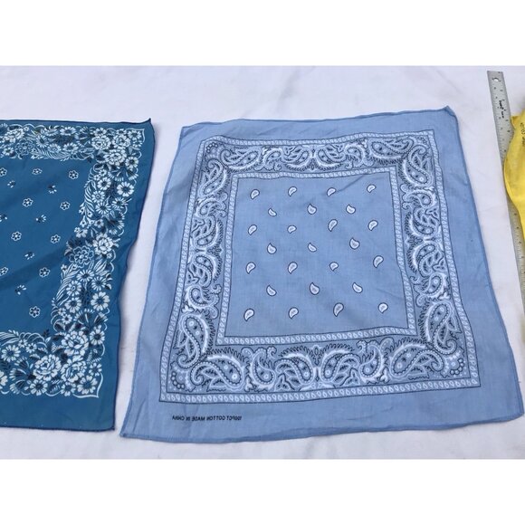 Vtg USA Hankie Bandana Handkerchief Western Rockabilly Kerchief Turquoise Blue - Picture 14 of 15